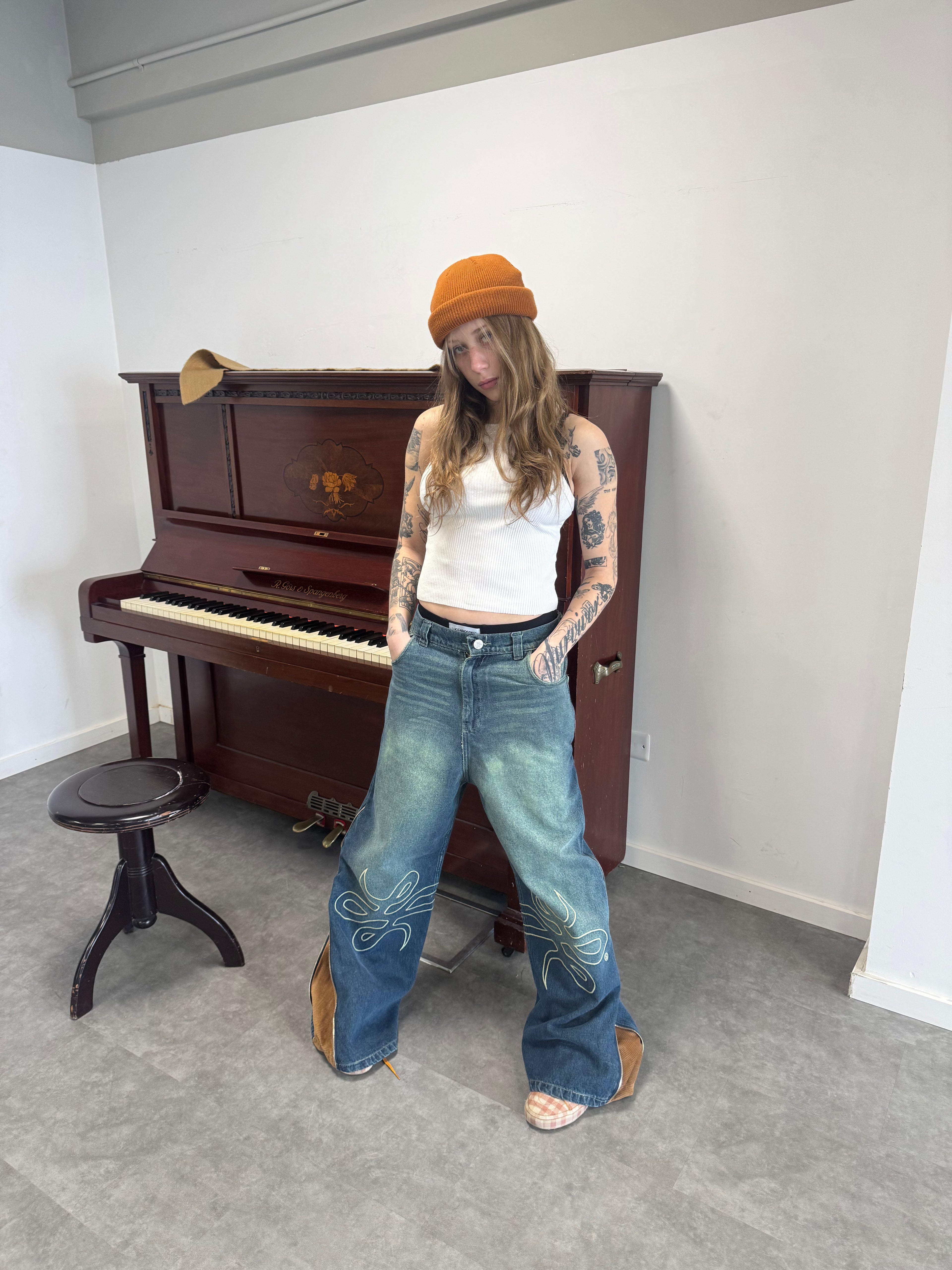 Jean "Nudos de Archibald" (Azul Washed Verde)