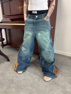 Jean "Nudos de Archibald" (Azul Washed Verde)