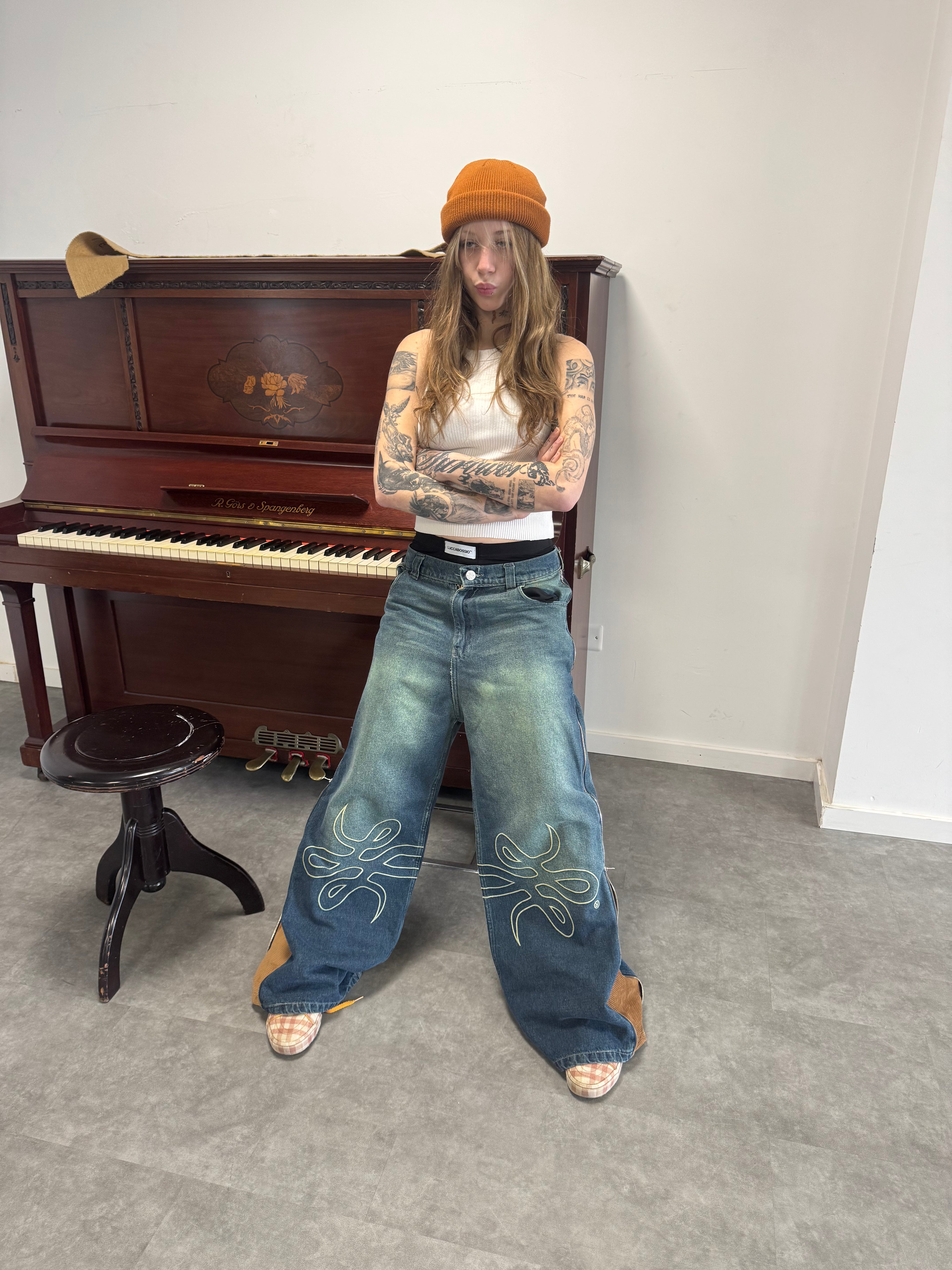 Jean "Nudos de Archibald" (Azul Washed Verde)