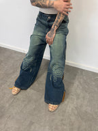 Jean "Nudos de Archibald" (Azul Washed Verde)