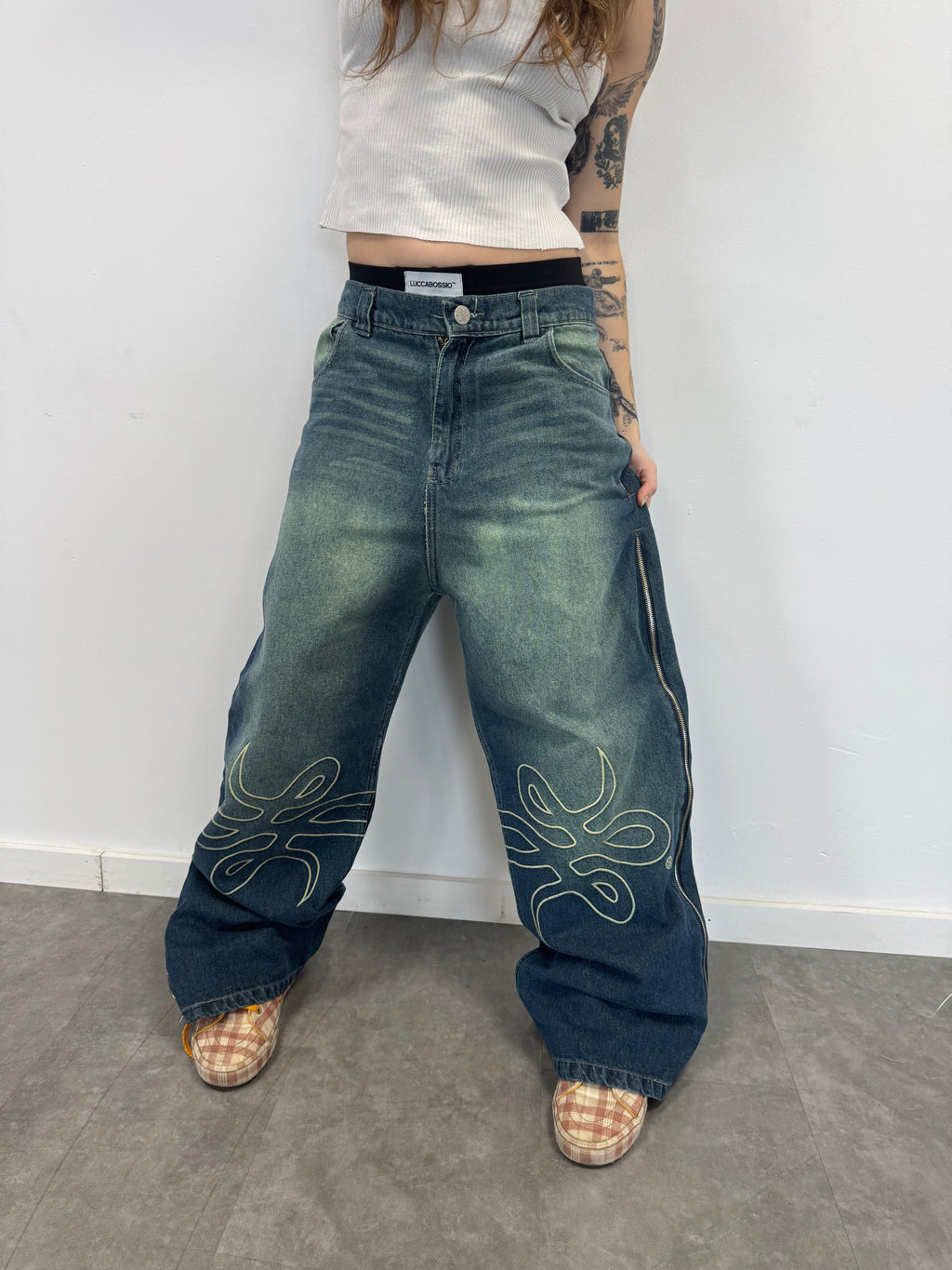 Jean "Nudos de Archibald" (Azul Washed Verde)