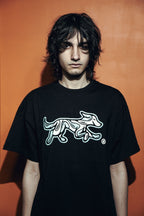 Remera Bossio x Tranca (Negro x Celeste)