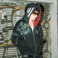Hoodie Full Zip Reversible "Armadura" Rotten x Bossio (Negro x Rojo)