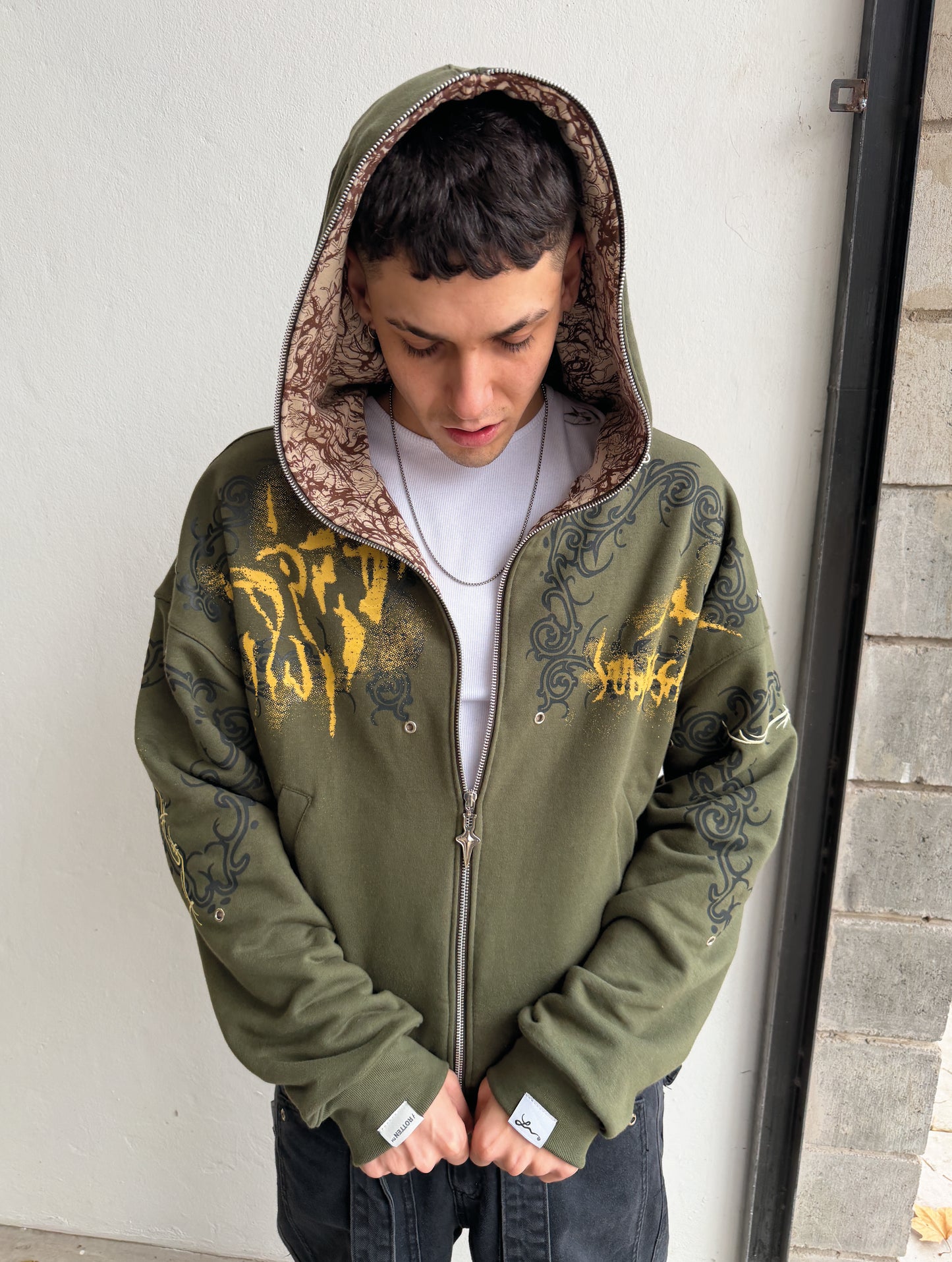 Hoodie Full Zip Reversible "Armadura" Rotten x Bossio (Oliva x Beige)