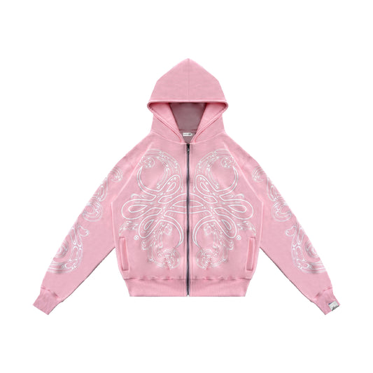 Hoodie Zip "Hoja de Acanto" Rosa
