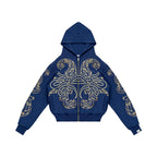 Hoodie Zip "Hoja de Acanto" (Azul)