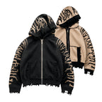 Hoodie Zip Tejido Reversible "Huesos" Rotten x Bossio (Negro x Beige)