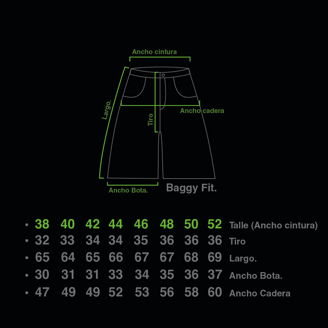 Bermuda Carpintera Jean Baggy “GoticoFileteado” (Negro Lavado)