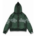 Zip Hoodie "Lengua Eslava" (Verde Washed)