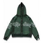 Zip Hoodie "Lengua Eslava" (Verde Washed)
