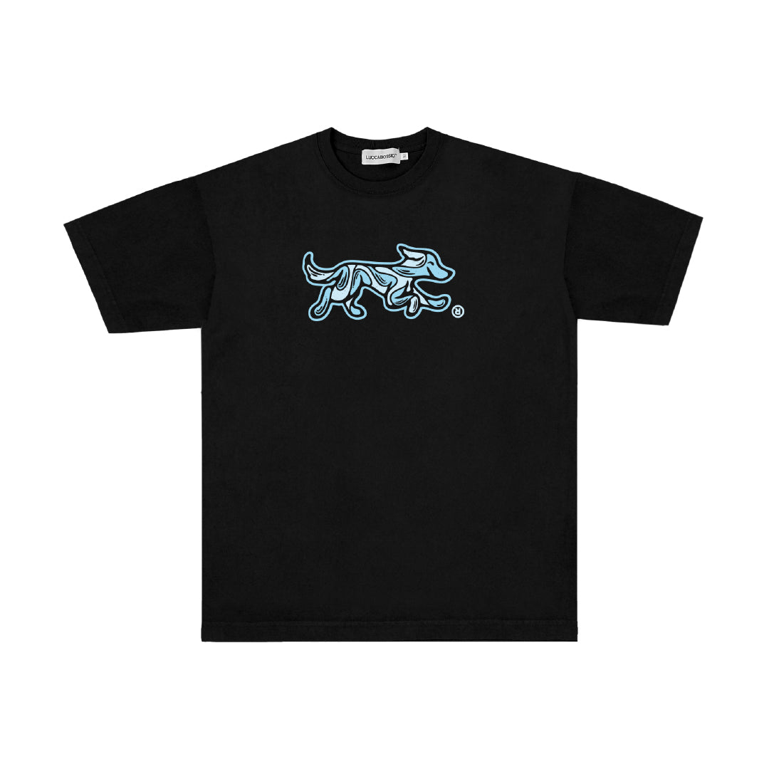 Remera Bossio x Tranca (Negro x Celeste)