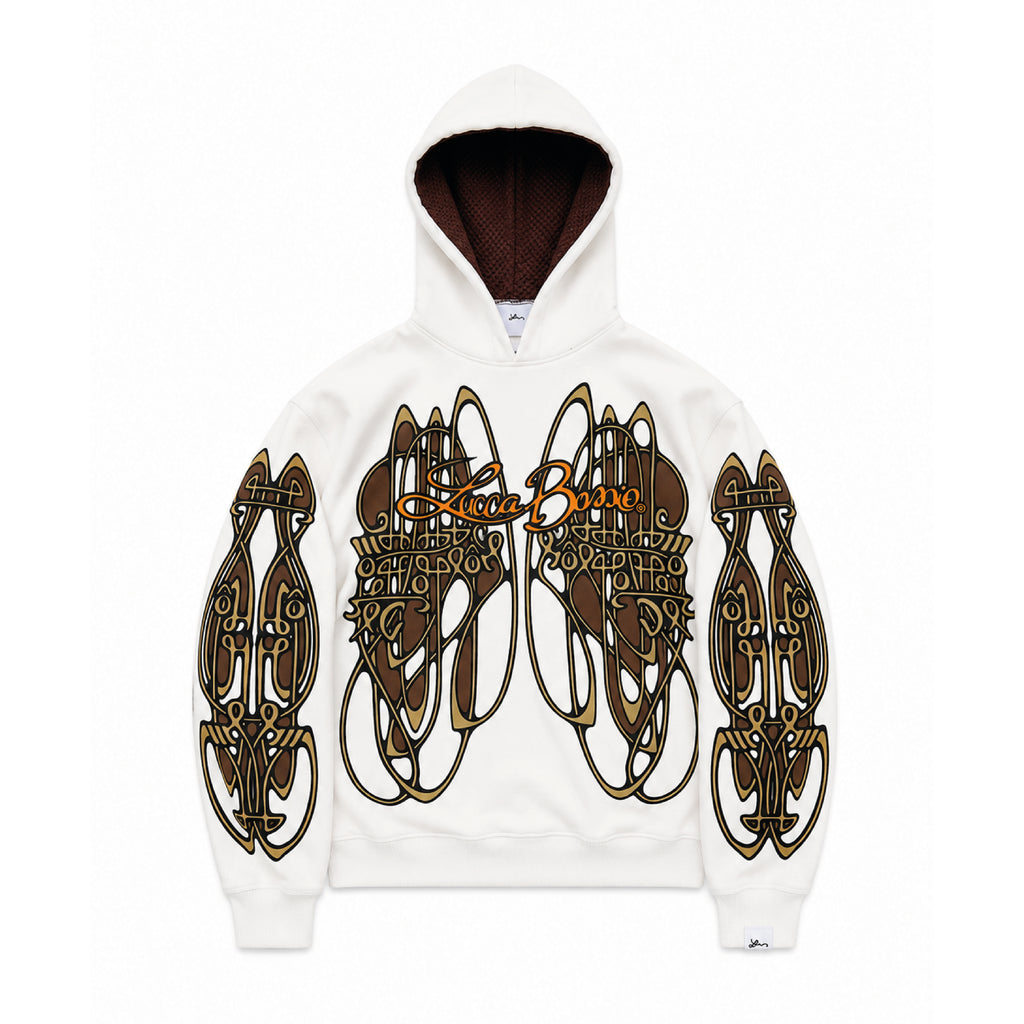 Hoodie "Nudos de Archibald" (Blanco/Crema) - M.V.