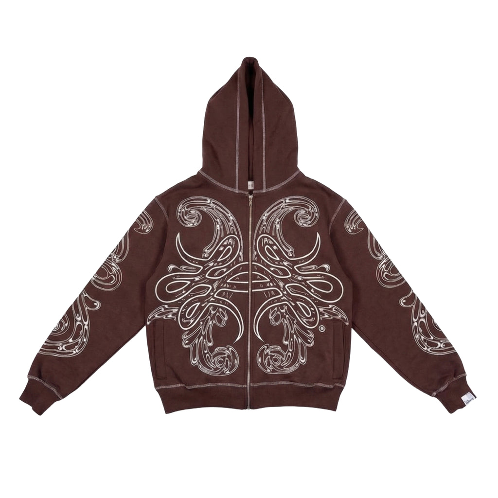 Hoodie Zip "Hoja de Acanto" Revertido (Marrón)