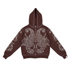 Hoodie Zip "Hoja de Acanto" Revertido (Marrón)