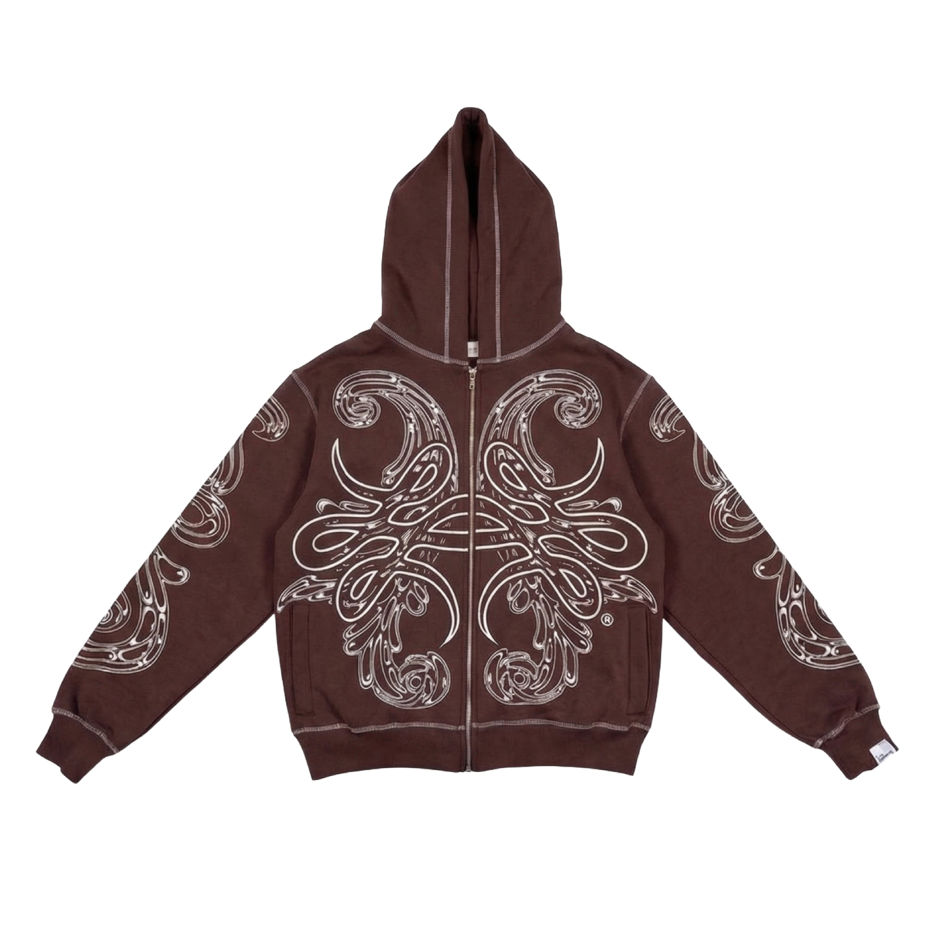 Hoodie Zip "Hoja de Acanto" Revertido (Marrón)