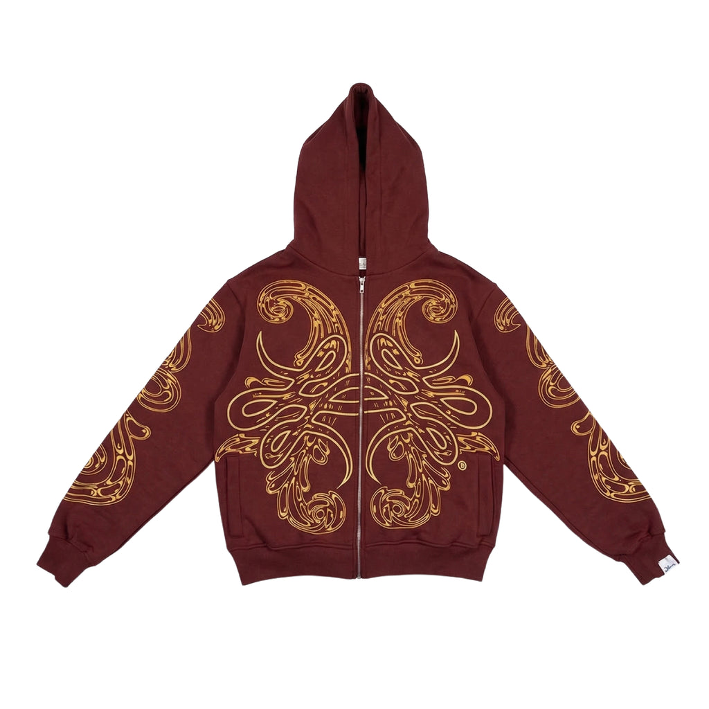 Hoodie Zip "Hoja de Acanto" (Bordo)