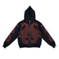 Hoodie Zip "Hoja de Acanto" (Negro x Rojo)