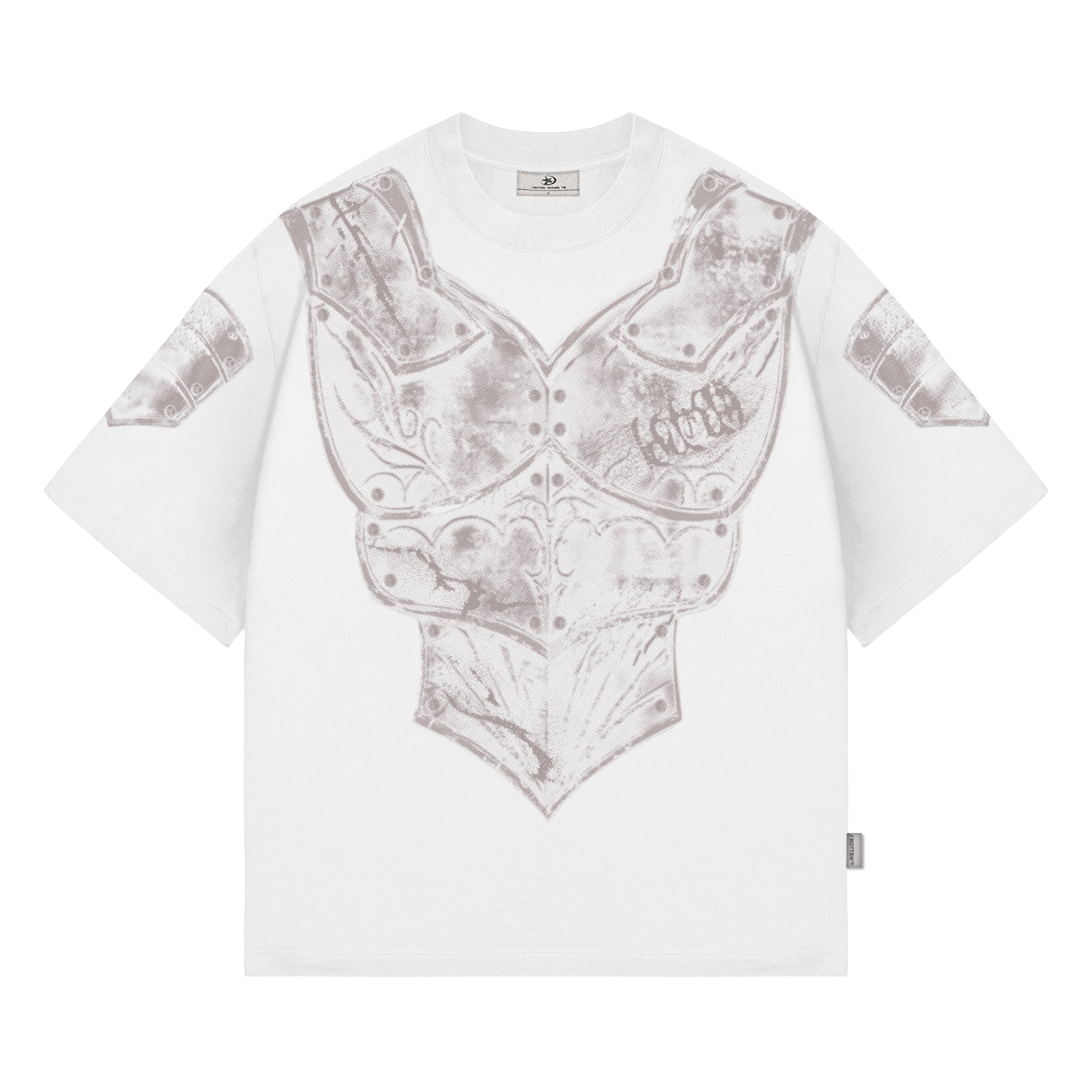 Remera "Armadura" Rotten x Bossio (Blanco)
